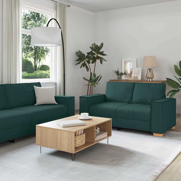 vidaXL Sofa 3 pcs Ciemna zieleń 220 x 80 x 84 cm Tkanina lniana
