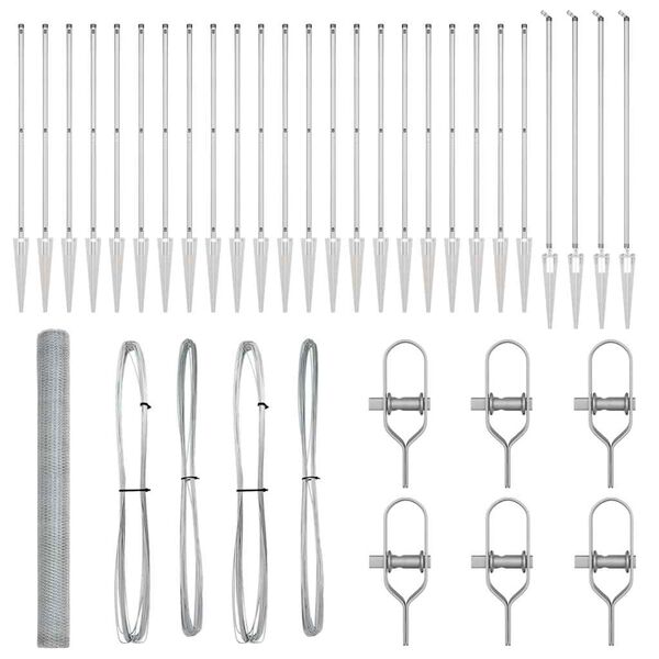 vidaXL Słupek ogrodzeniowy. Srebrny 50 x 1,5 m (siatka 25 mm) Stal