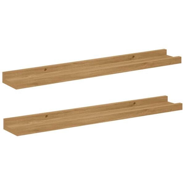 vidaXL P&oacute;łka ścienna z p&oacute;łką 2 pcs Brązowy 60 x 9 x 3 cm