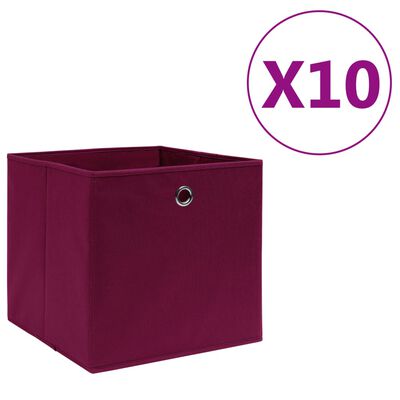 vidaXL Pudełka z włókniny, 10 szt., 28x28x28 cm, ciemnoczerwone