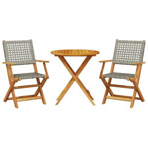 vidaXL 3-cz. zestaw mebli bistro, szary rattan PE i drewno