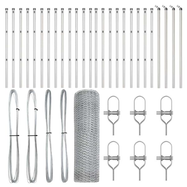 vidaXL Słupek ogrodzeniowy. Srebrny 50 x 0,8 m (siatka 13 mm) Stal