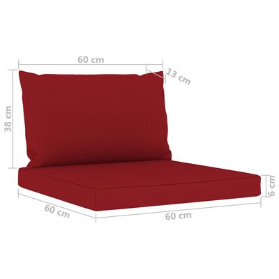 vidaXL 3-os. sofa ogrodowa z poduszkami w kolorze czerwonego wina