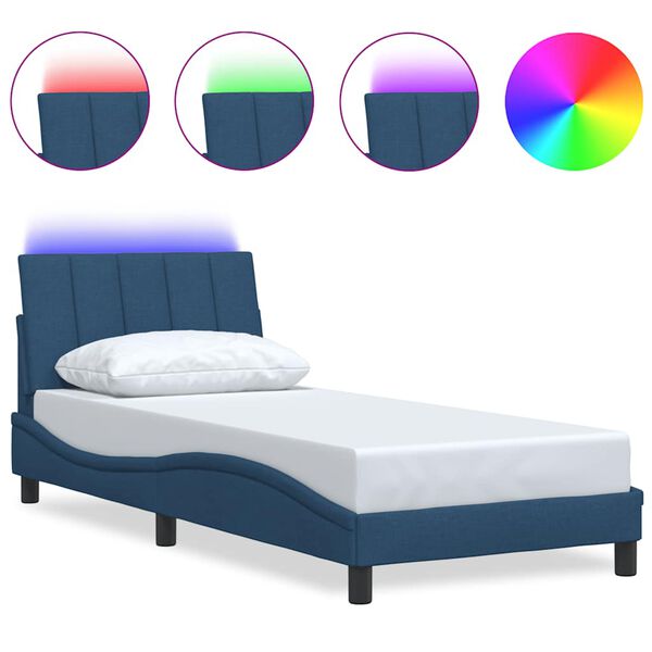 vidaXL Rama ł&oacute;żka bez materaca Hanko Niebieska 80x200 cm Tkanina