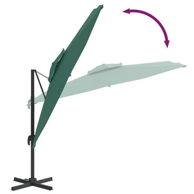 vidaXL Wiszący parasol z podwójną czaszą, zielony, 400x300 cm