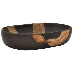 vidaXL Umywalka nablatowa, czarna, owalna, 59x40x14 cm, ceramiczna