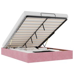 vidaXL Rama ł&oacute;żka otomana bez materacem, r&oacute;żowa, 140x200 cm, aksamit