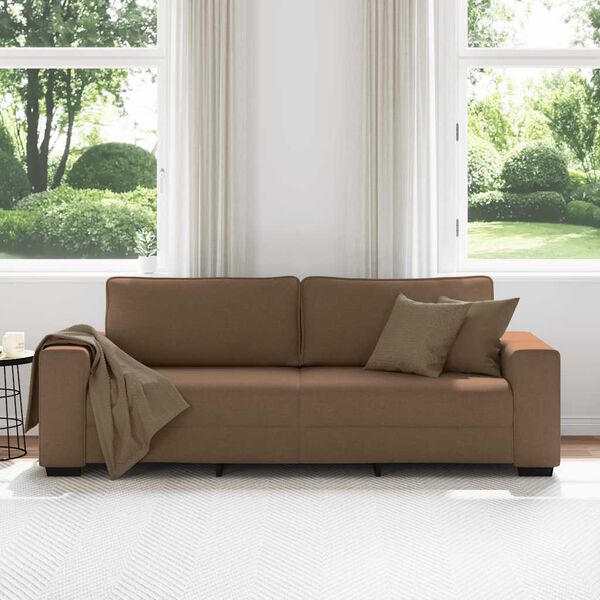 vidaXL Sofa 3-osobowa, brązowa, 220x77x82 cm, tkaniną