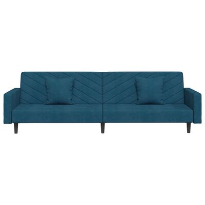 vidaXL 2-osobowa kanapa, 2 poduszki, niebieska, aksamitna
