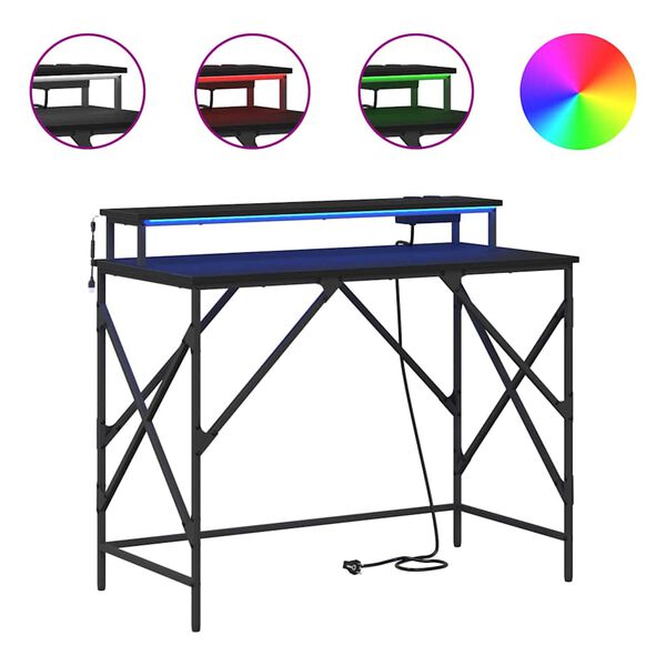 vidaXL Biurko Czarny Dąb 100 x 50 x 86,5 cm Materiał drewnopochodny