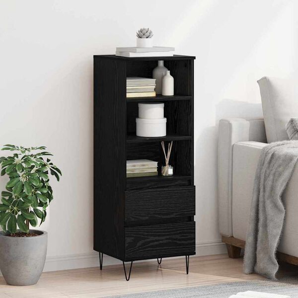 vidaXL Highboard Czarny Dąb 40 x 36 x 110 cm Materiał drewnopochodny