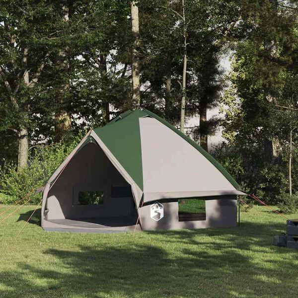 vidaXL Namiot Teepee dla 8 os&oacute;b Zielony i Biały 490 x 410 x 210 cm