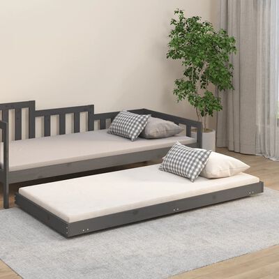 vidaXL Rama łóżka, szara, 75x190 cm, lite drewno sosnowe