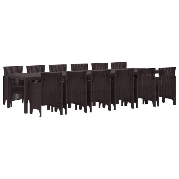 vidaXL Zestaw do jadalni w ogrodzie 13 pcs Brązowy Rattan Polt
