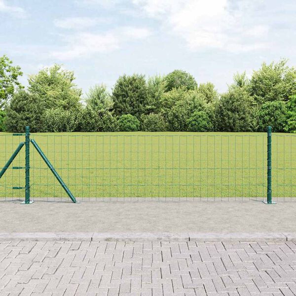 vidaXL Ogrodzenie z słupkiem Zielony 0,4 x 25 m Stal i PVC