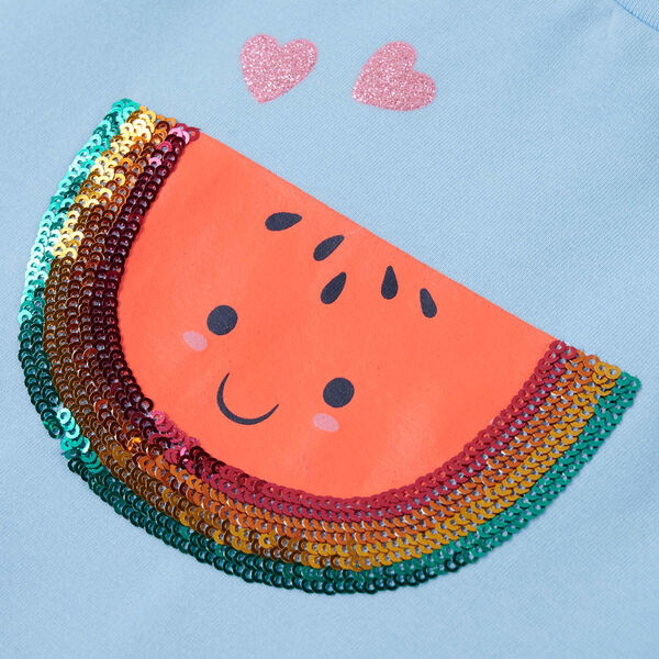 Koszulka dziecięca, z falbankami, jasnoniebieska, 116