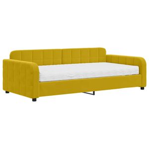 vidaXL Sofa z materacem do spania, ż&oacute;łta, 100x200 cm, aksamit