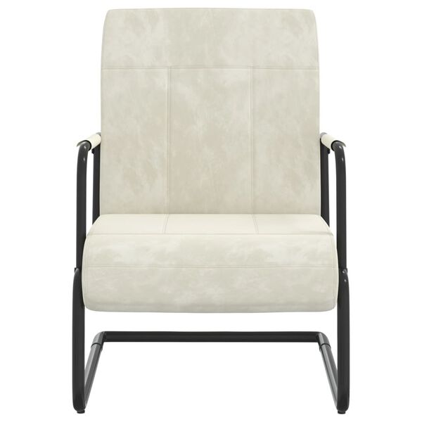 vidaXL Krzesło wspornikowe, kremowe, obite aksamitem