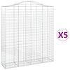 vidaXL Kosze gabionowe, 5 szt, 200x50x220/240 cm, galwanizowane żelazo