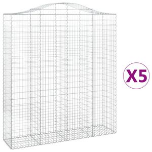 vidaXL Kosze gabionowe, 5 szt, 200x50x220/240 cm, galwanizowane żelazo