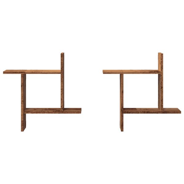 vidaXL Półki ścienne, 2 szt., stare drewno, 50x12x50 cm