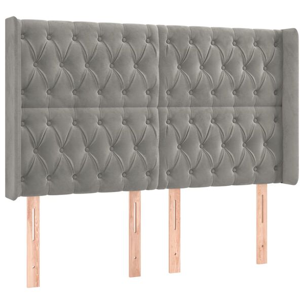 vidaXL Zagłówek uszak, jasnoszary, 147x16x118/128 cm, aksamit