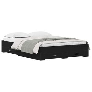 vidaXL Ramka ł&oacute;żka Czarny Dąb 160 x 200 cm Materiał drewnopochodny