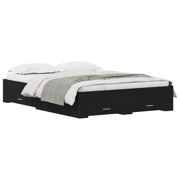 vidaXL Ramka ł&oacute;żka Czarny Dąb 160 x 200 cm Materiał drewnopochodny