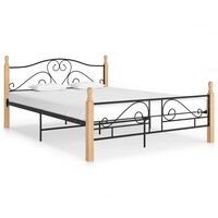 vidaXL Rama łóżka, czarna, metalowa, 160x200 cm