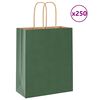 vidaXL Torby papierowe 250 szt. z uchwytami zielone 18x8x22 cm