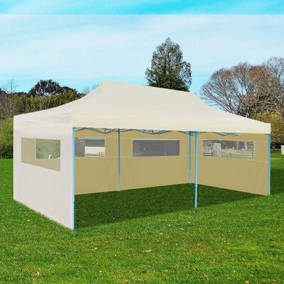 vidaXL Kremowy namiot imprezowy, rozkładany, 3 x 6 m