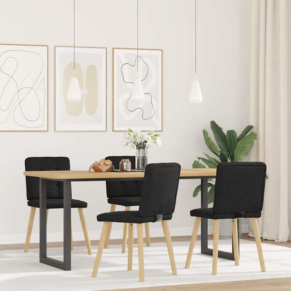 vidaXL Krzesła stołowe, 4 szt., czarne, obite tkaniną