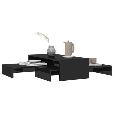 vidaXL Wsuwane stoliki kawowe, czarne z połyskiem, 100x100x26,5 cm
