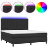 vidaXL Ł&oacute;żko kontynentalne z materacem i LED czarna ekosk&oacute;ra 160x200cm