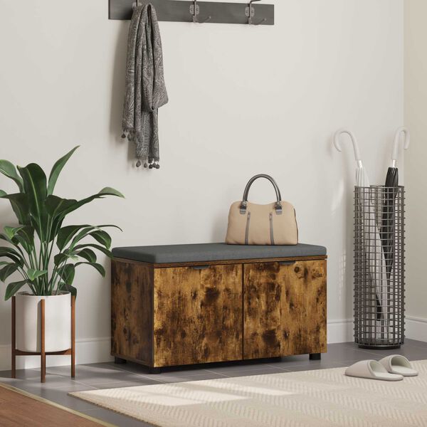 vidaXL Ławka w przedpokoju z poduszką Dąb Wędzony 80 x 38 x 46 cm