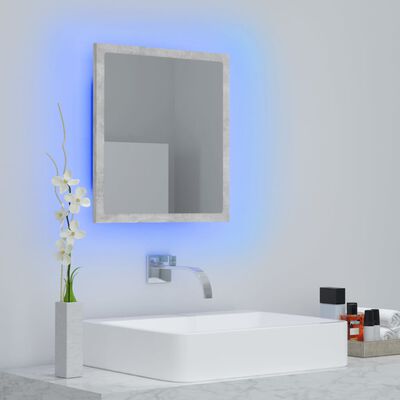 vidaXL Lustro łazienkowe LED, szarość betonu, 40x8,5x37 cm, akryl