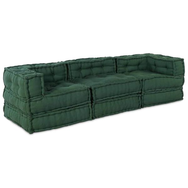 vidaXL Modułowa sofa 3 pcs Zielony tkanina