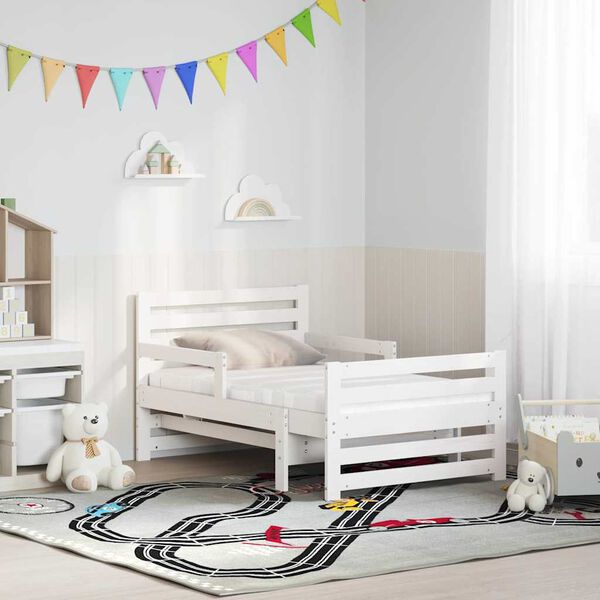 vidaXL Ramka ł&oacute;żka z materacem Biały 80 x 200 cm Lite drewno sosnowe