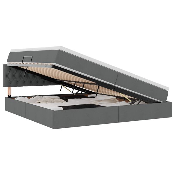 vidaXL Ł&oacute;żko z miejscem na przechowywanie i LED Ciemnoszary