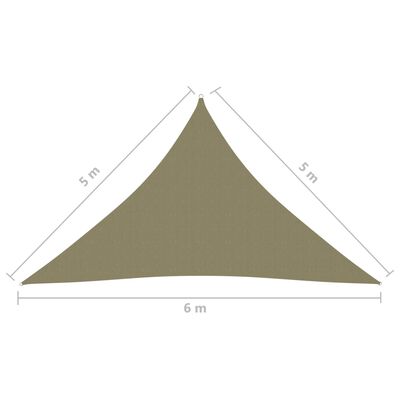 vidaXL Żagiel ogrodowy, tkanina Oxford, trójkątny, 5x5x6 m, beżowy