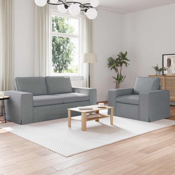 vidaXL Sofa 2 pcs Jasnoszary 182 x 80 x 82 cm tkanina