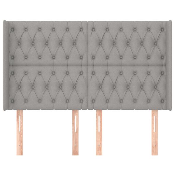 vidaXL Zagł&oacute;wek uszak, jasnoszary, 163x16x118/128 cm, tkanina