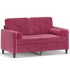 vidaXL 2-osobowa sofa z poduszkami, winna czerwień, 120 cm, aksamit