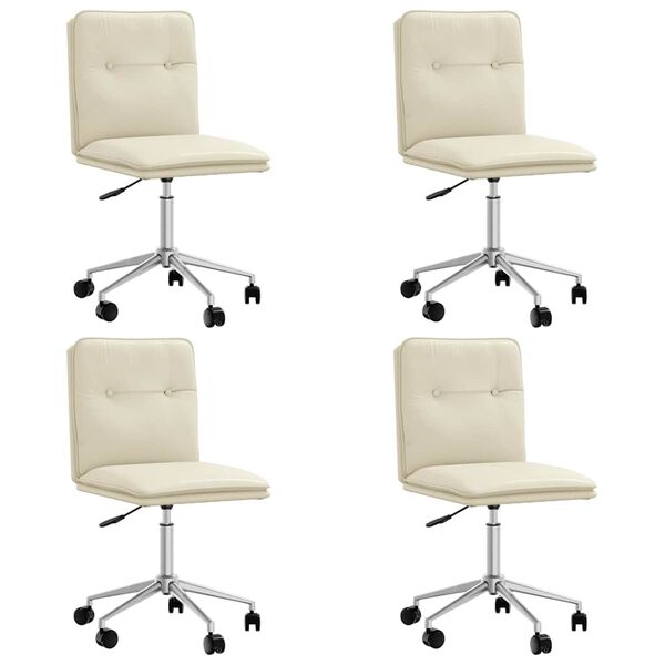 vidaXL Krzesła stołowe, 4 szt., kremowe, sztuczna sk&oacute;ra