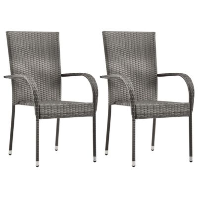 vidaXL Sztaplowane krzesła ogrodowe, 2 szt., szare, polirattan