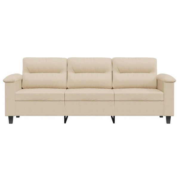 vidaXL 3-osobowa sofa, kremowa, 180 cm, tapicerowana mikrofibrą