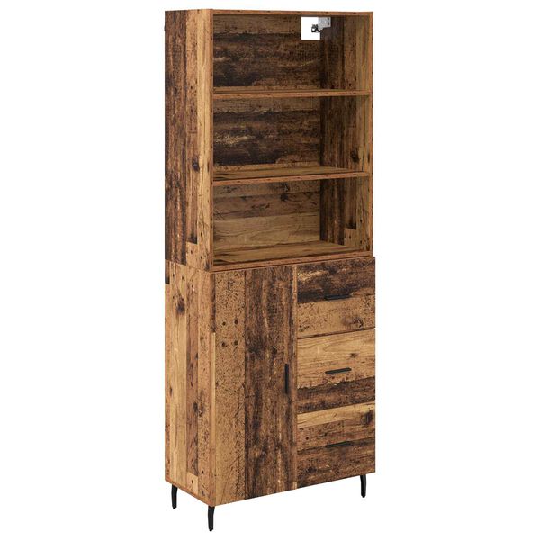vidaXL Highboard z szufladą 2 pcs Stare drewno Materiał drewnopochodny