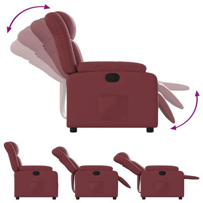 vidaXL Fotel rozkładany, czerwone wino, sztuczna skóra