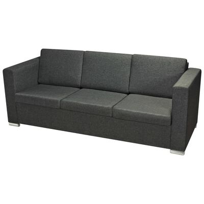 vidaXL 3-osobowa sofa tapicerowana tkaniną, ciemnoszara