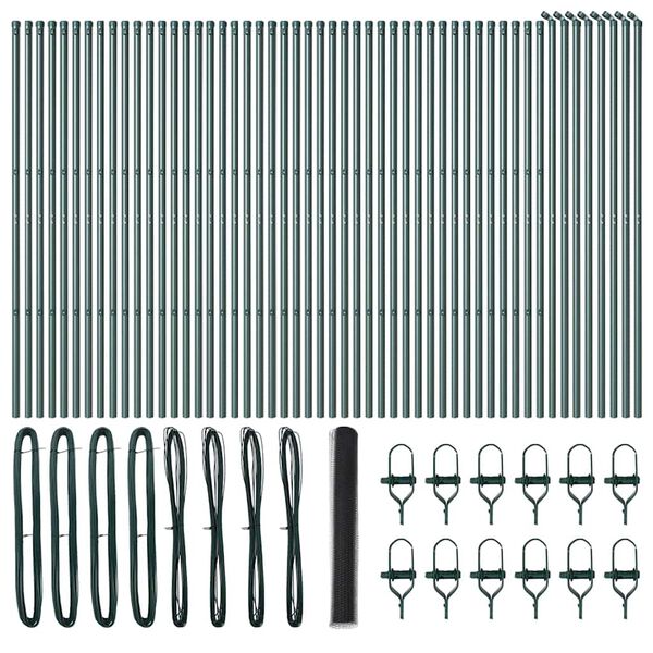 vidaXL Słupek ogrodzeniowy. Szary 100 x 1 m (siatka 25 mm) Stal i PVC